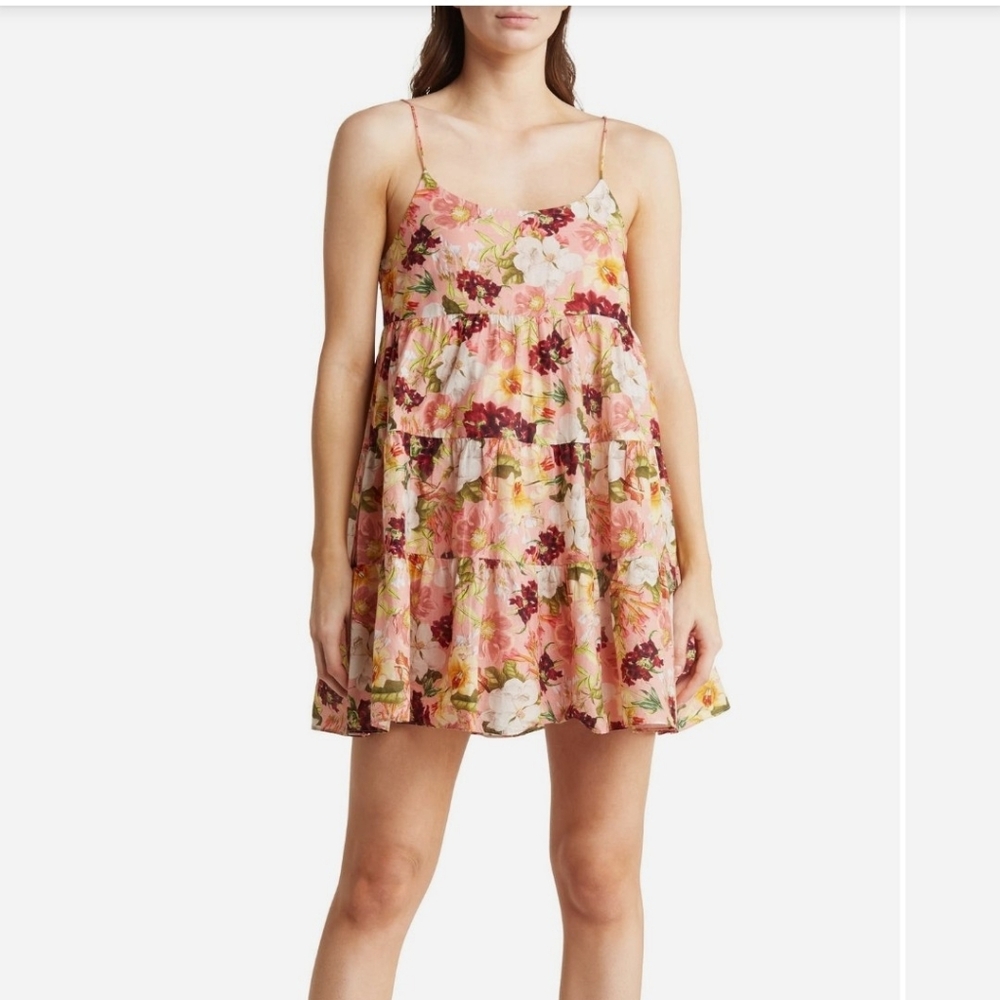 Alice + Olivia Pink Floral Tiered Mini Skirt